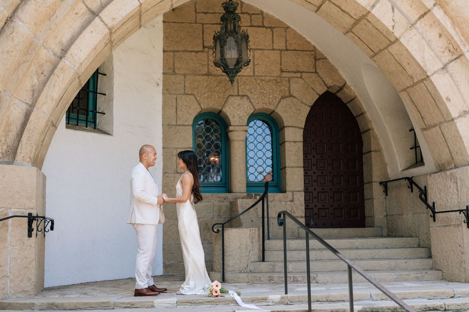 Santa Barbara elopement photographer captures a private secret elopement at the Santa Barbara courthouse.