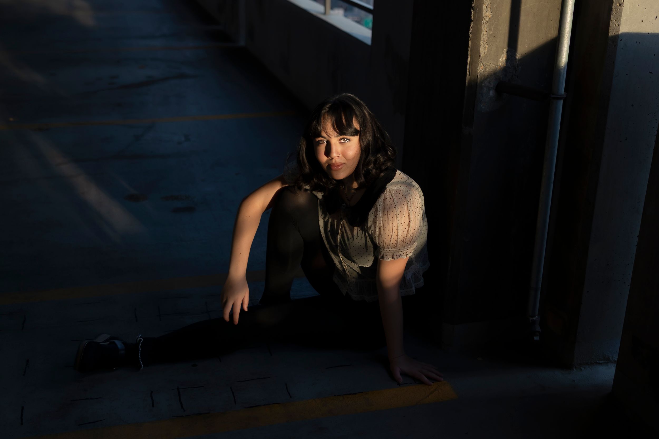 Downtown Boise Senior girl in parking garage