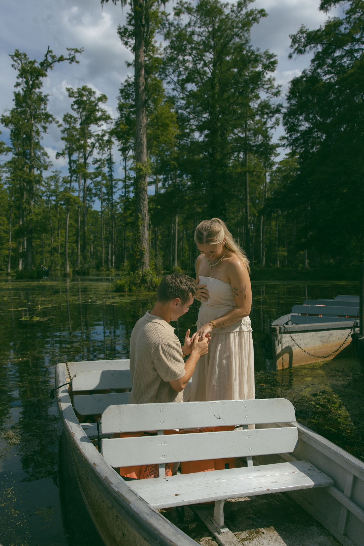 cute couple photoshoot park sc outdoors engagement proposal nc romantic moody