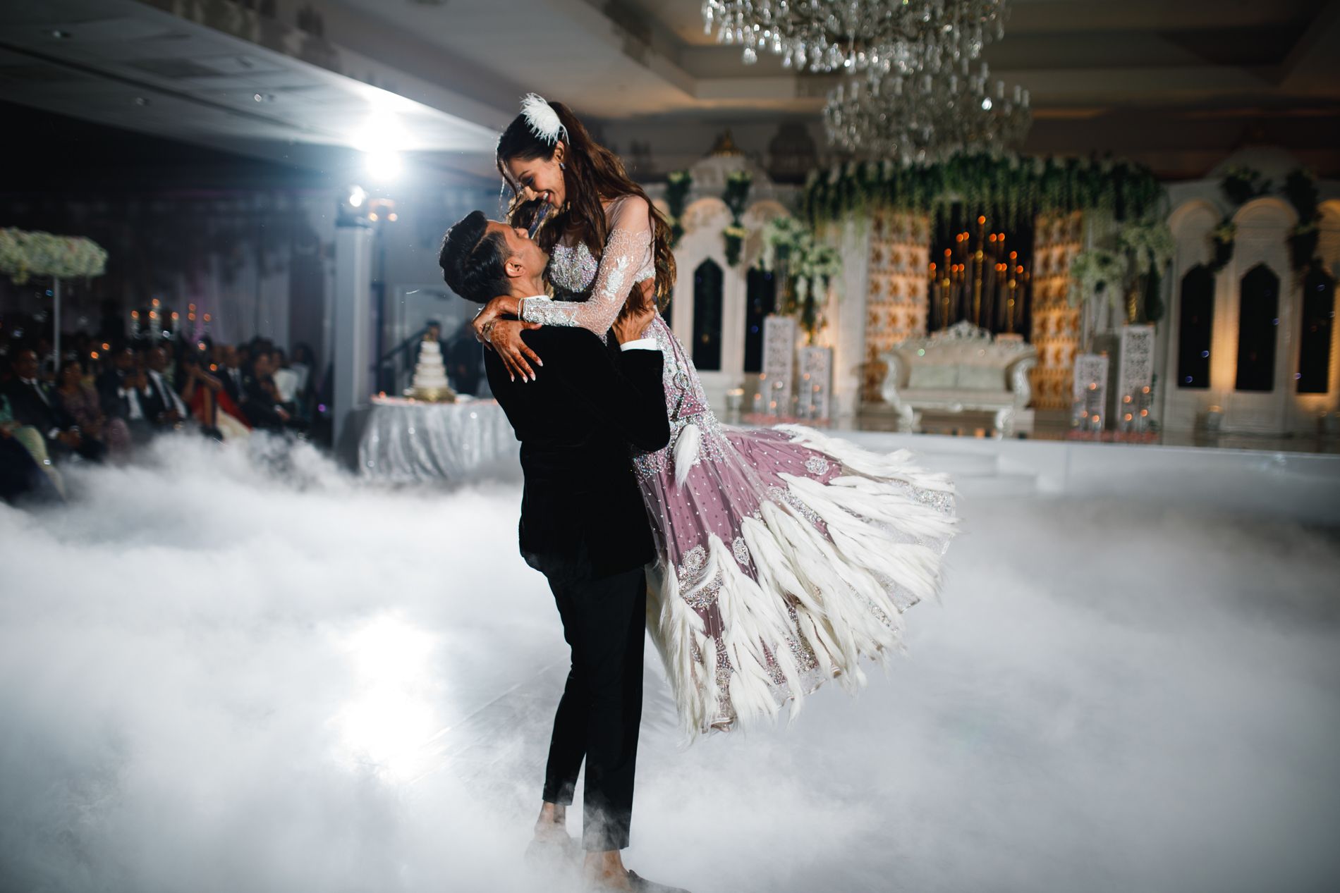 First dance magic at Sheraton Parsippany Hotel, NJ — dreamy fog and romantic twirl captured by Zach Blum Photography.