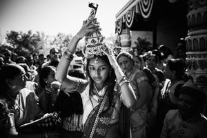 Bride in traditional attire during South Asian wedding ritual at Westin Princeton Forrestal Village — timeless cultural celebration moment.