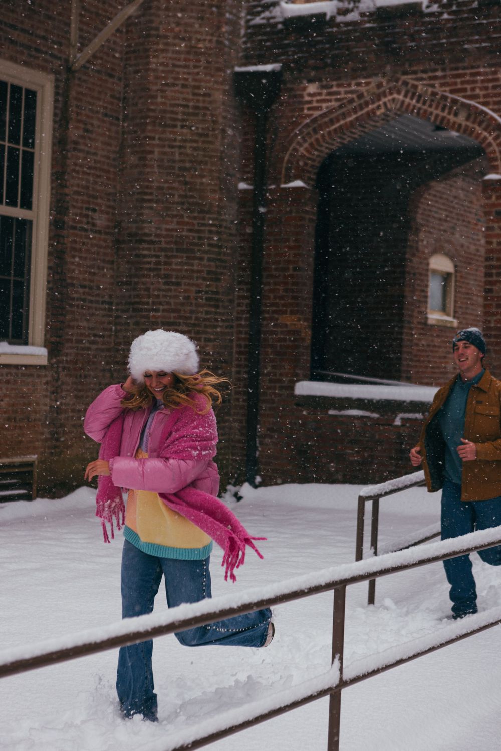 Cinematic photography, natural light, creative storytelling, Florence Alabama, Snow photoshoot, couple shoot