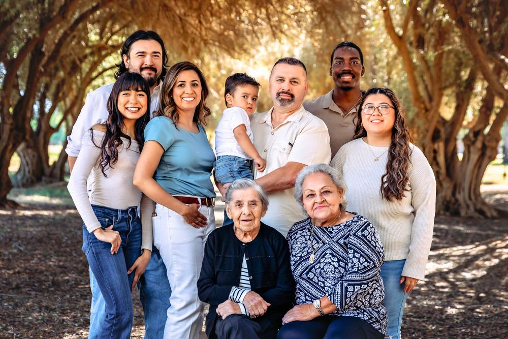 Central Valley photographer creating timeless multi-generational portraits of a grandmother and her family.