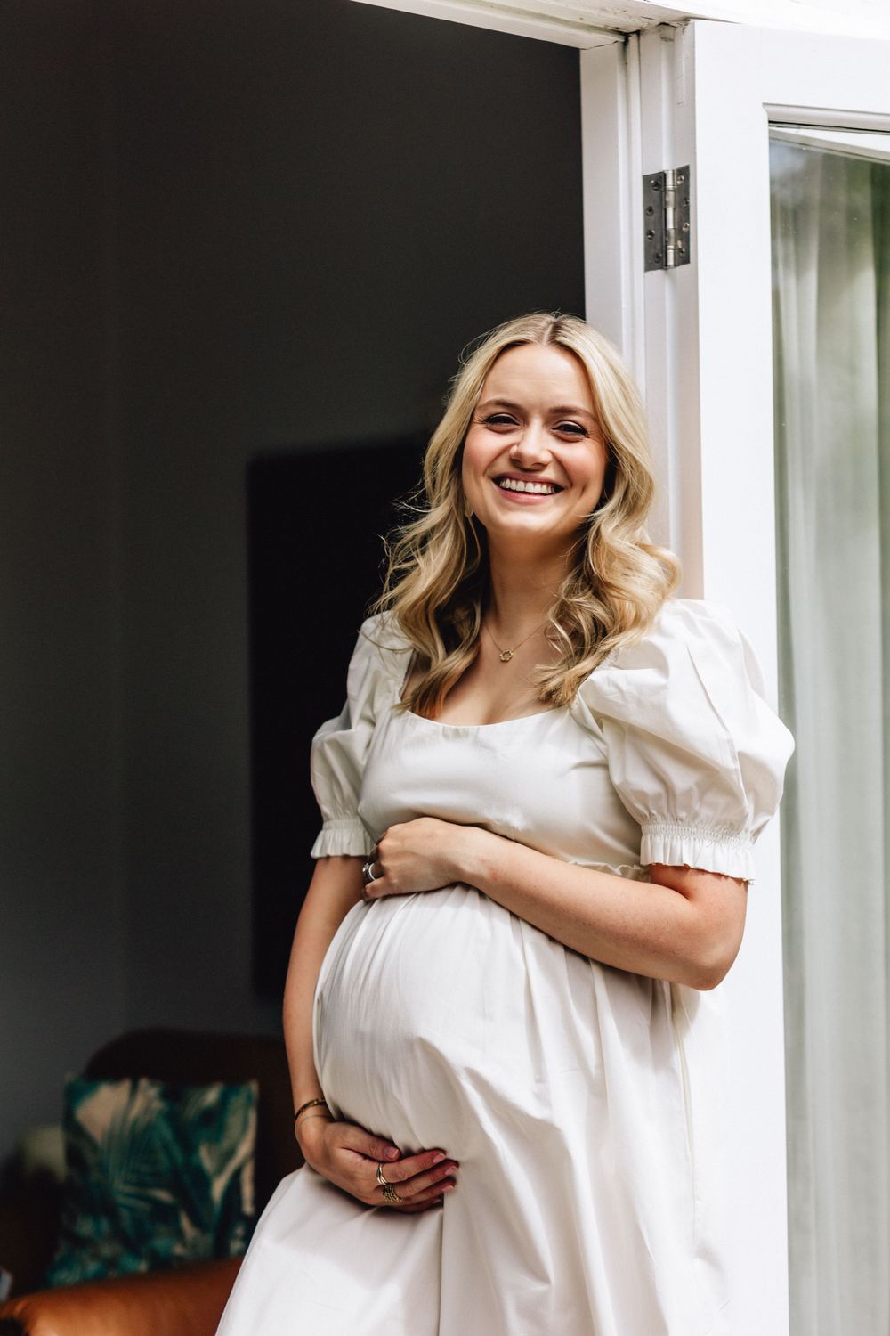 Pregnant lady in white dress