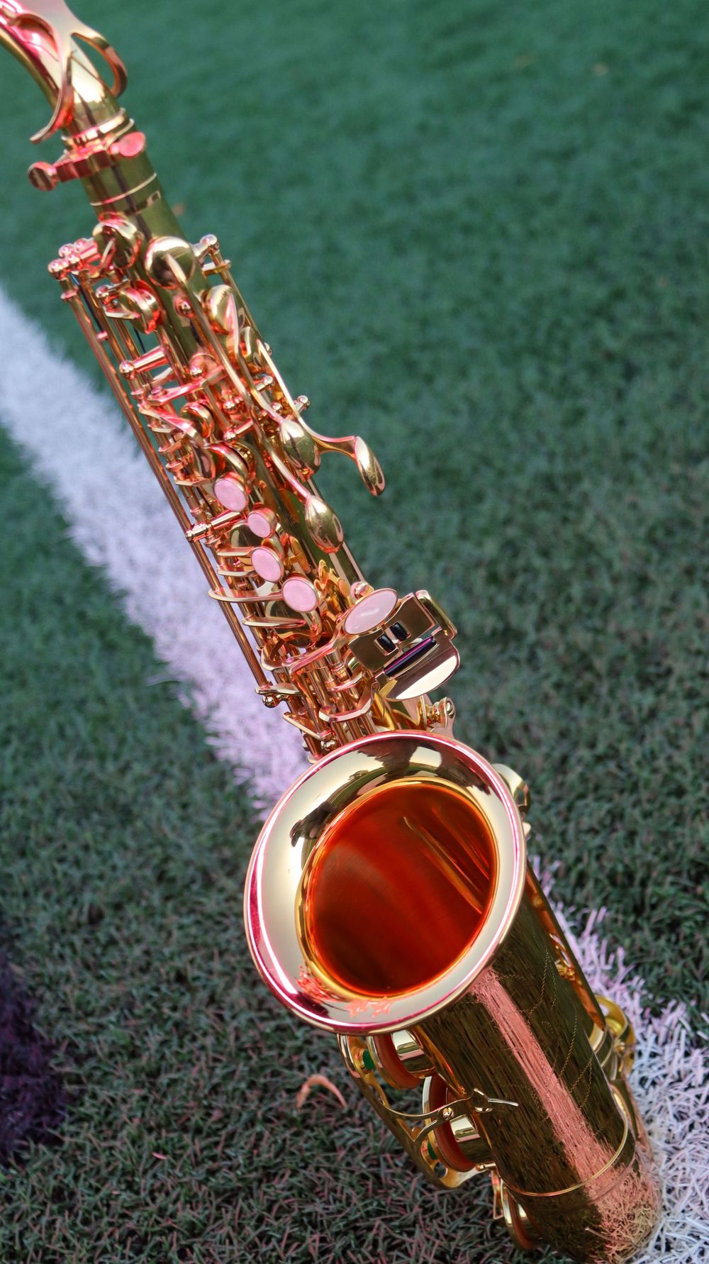Close-up of saxophone during a teen boy senior photography session