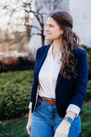 woman walking outdoors