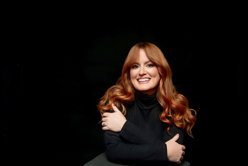 woman portrait dark background red hair Nashville studio dramatic lighting portrait