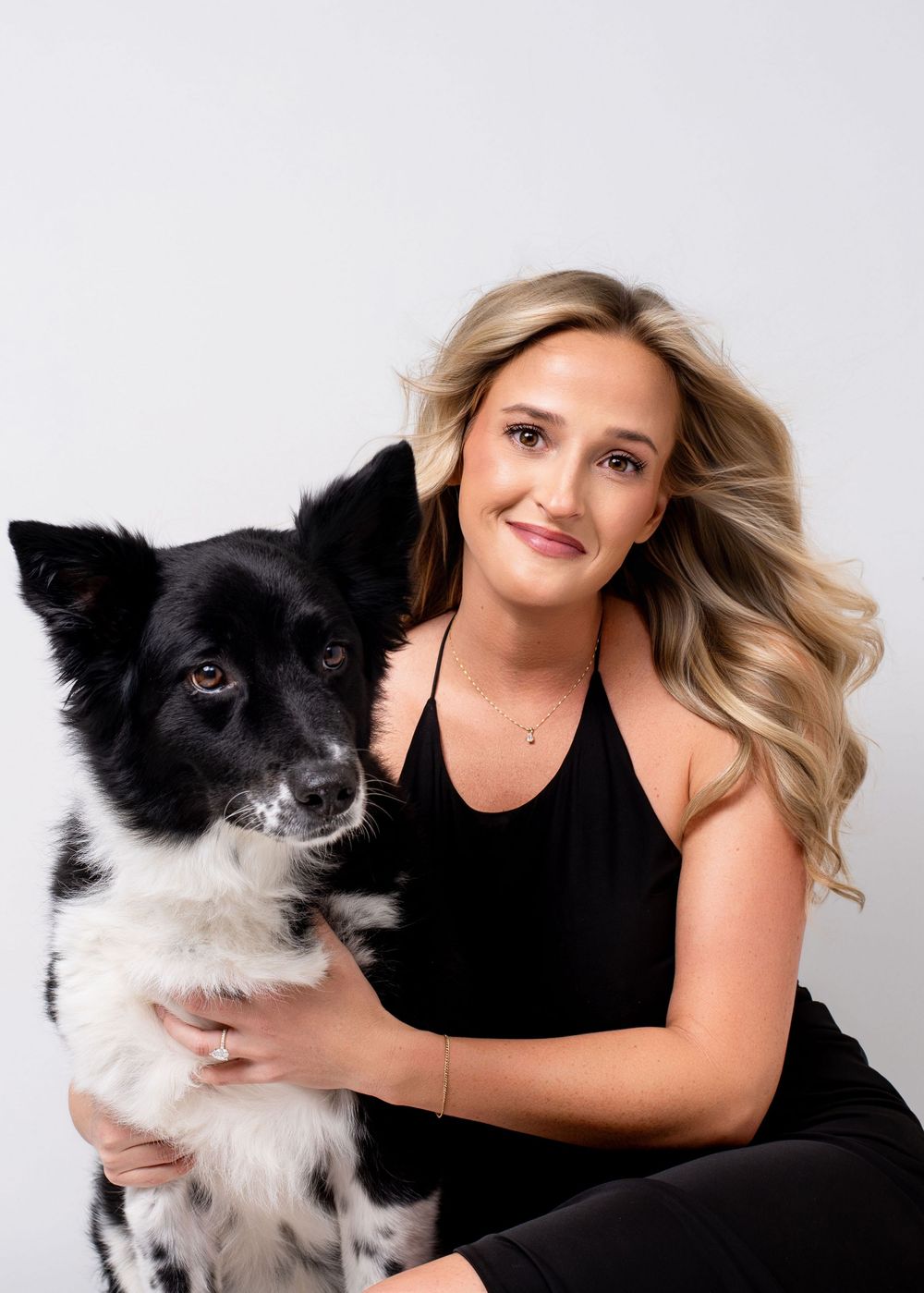 Woman portrait with dog Nashville studio portrait photography Thompson’s Station