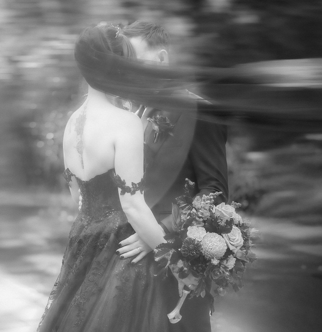 Non-traditional wedding photography of bride and groom portraits at The Manor, captured by Wollongong wedding photographer Serene Coleman.