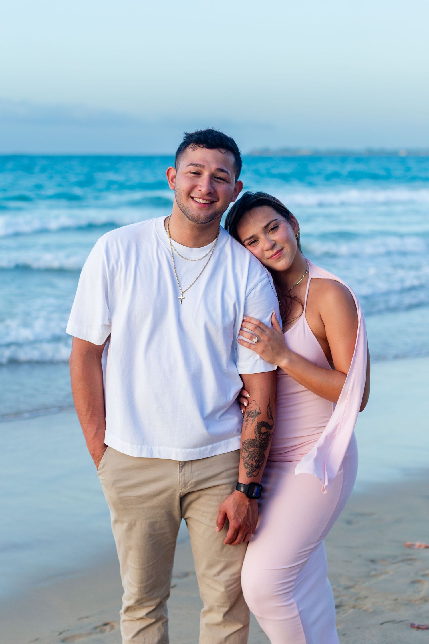 Couples portrait at the beach in Isla Verde, Carolina, Puerto Rico.