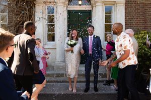 confetti outside Morden Park House