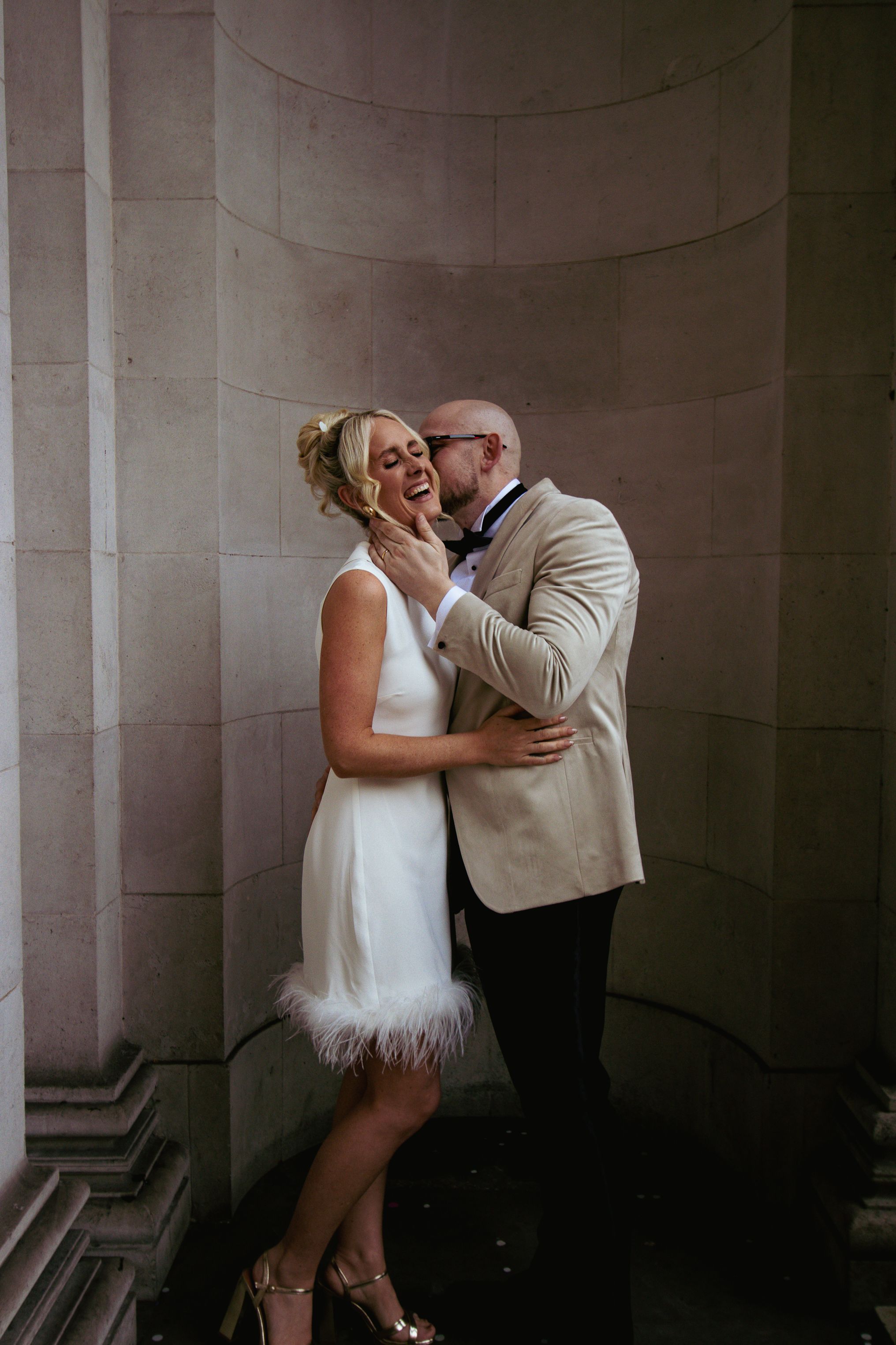 kissing in the alcove of Old Marylebone Town Hall