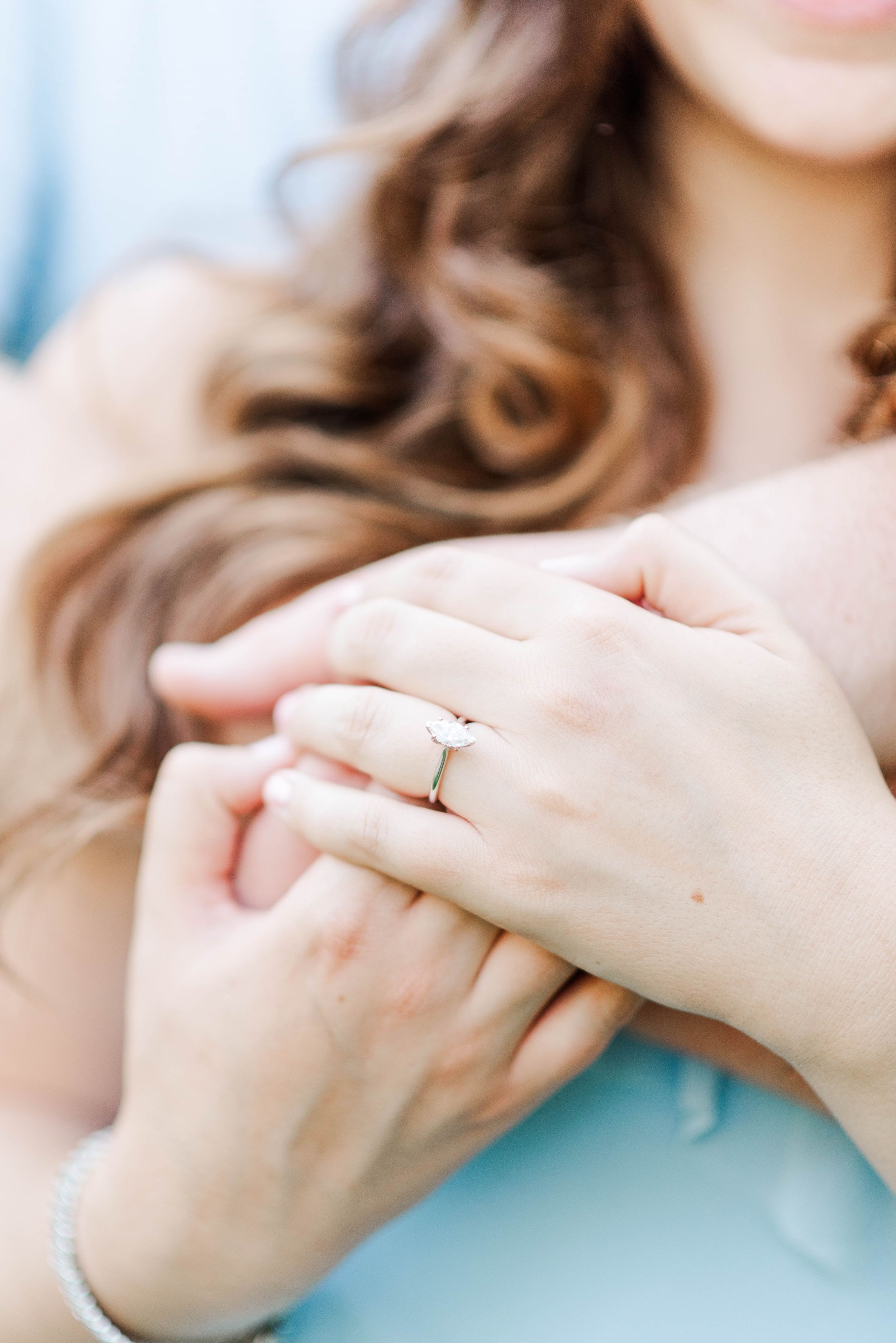 Engagement session at Quemahoning Reservoir in Western Pennsylvania, close up of engagement ring