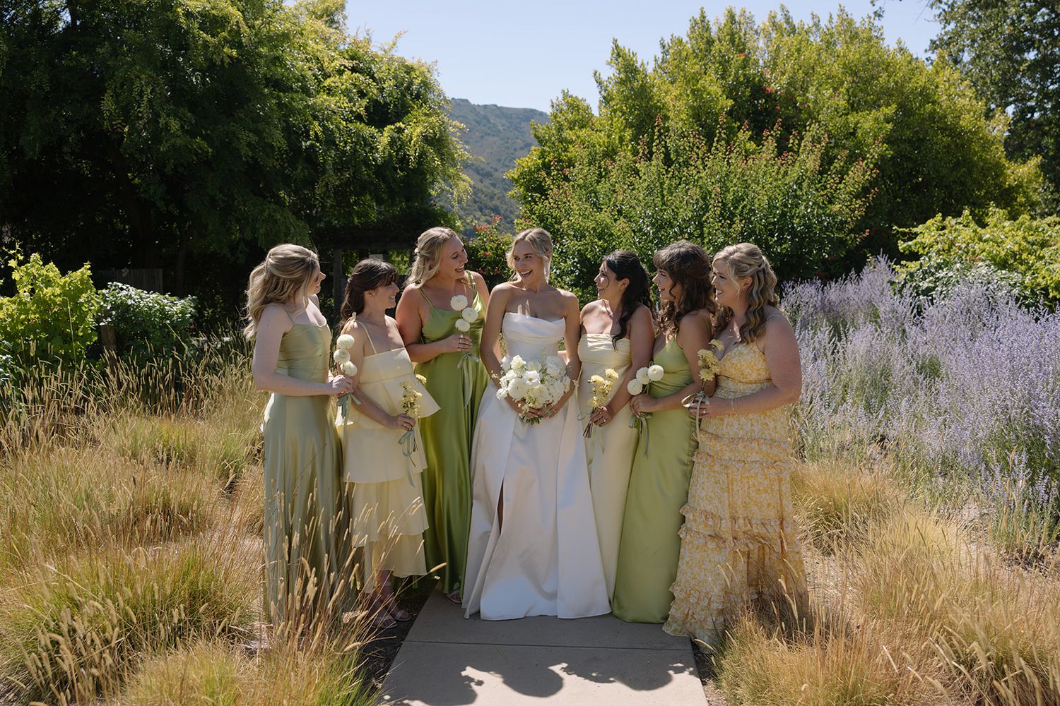 Bridesmaids in Lavender garden at Bernardus lodge Carmel Valley.