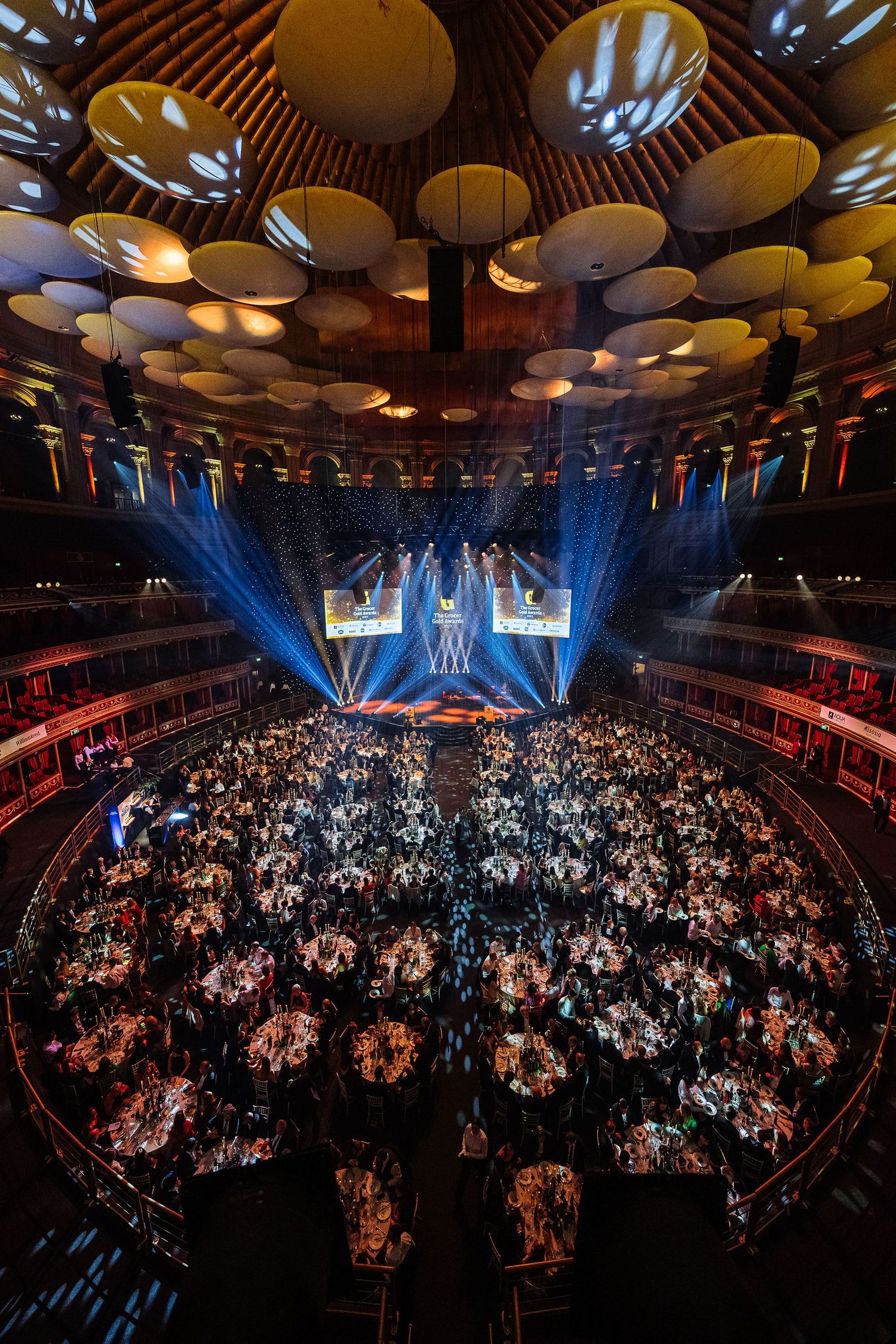 The Royal Albert Hall, London, set up for a presigious awards show