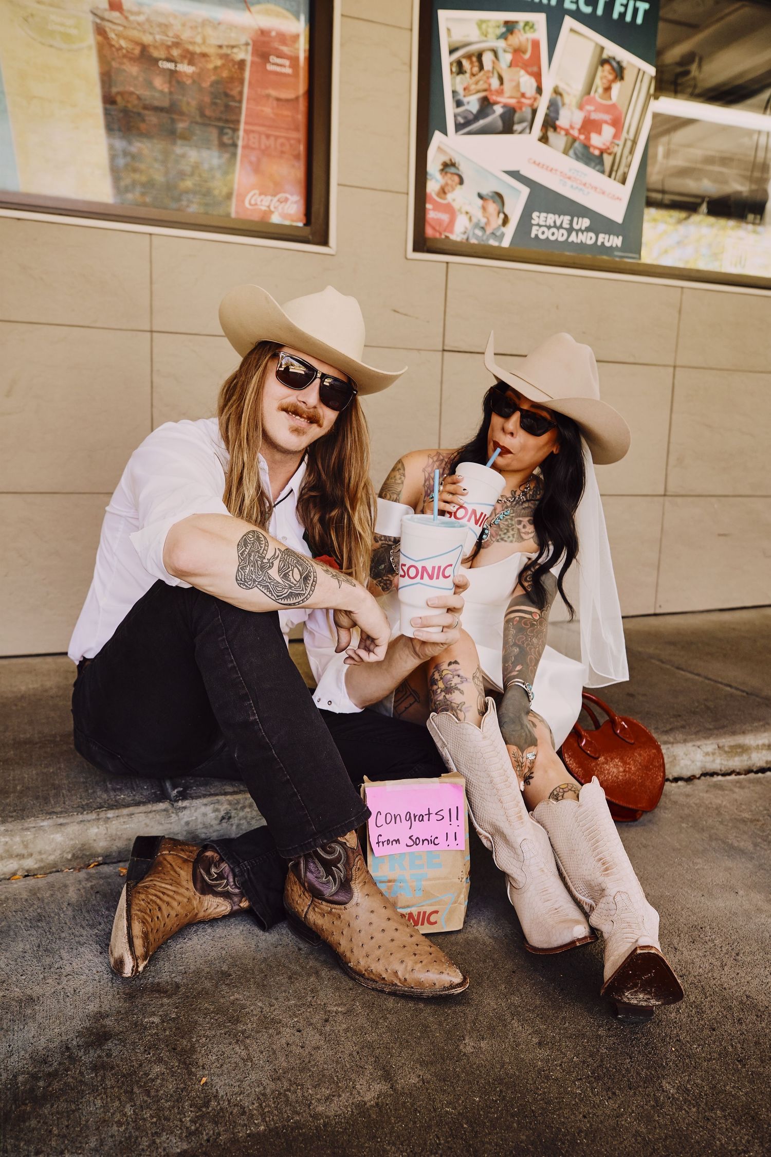 editorial photoshoot of married couple at Sonic
