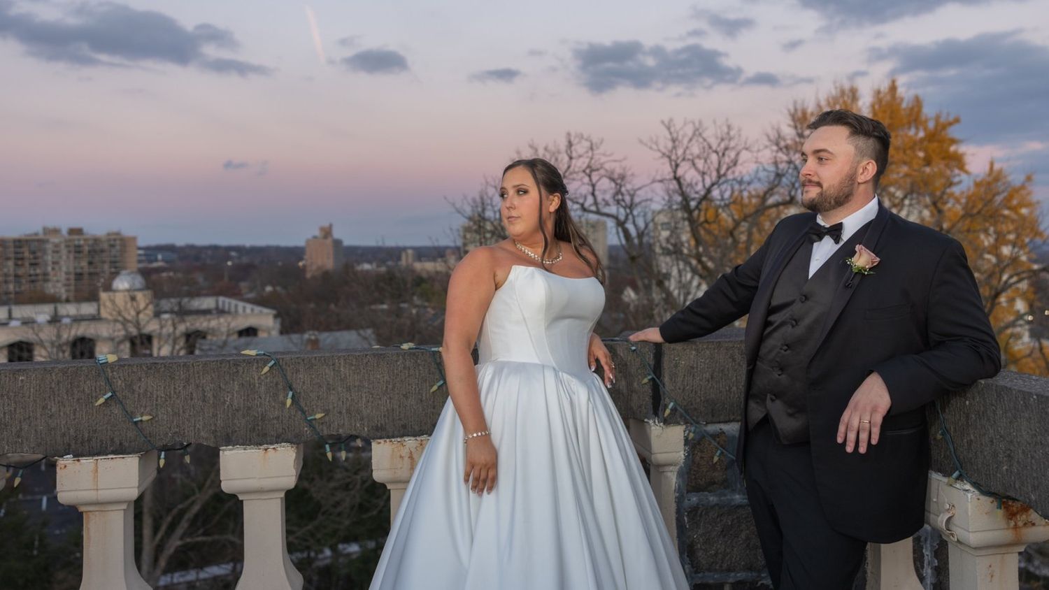 Bride and groom portraits at sunset during a Delaware wedding day timeline