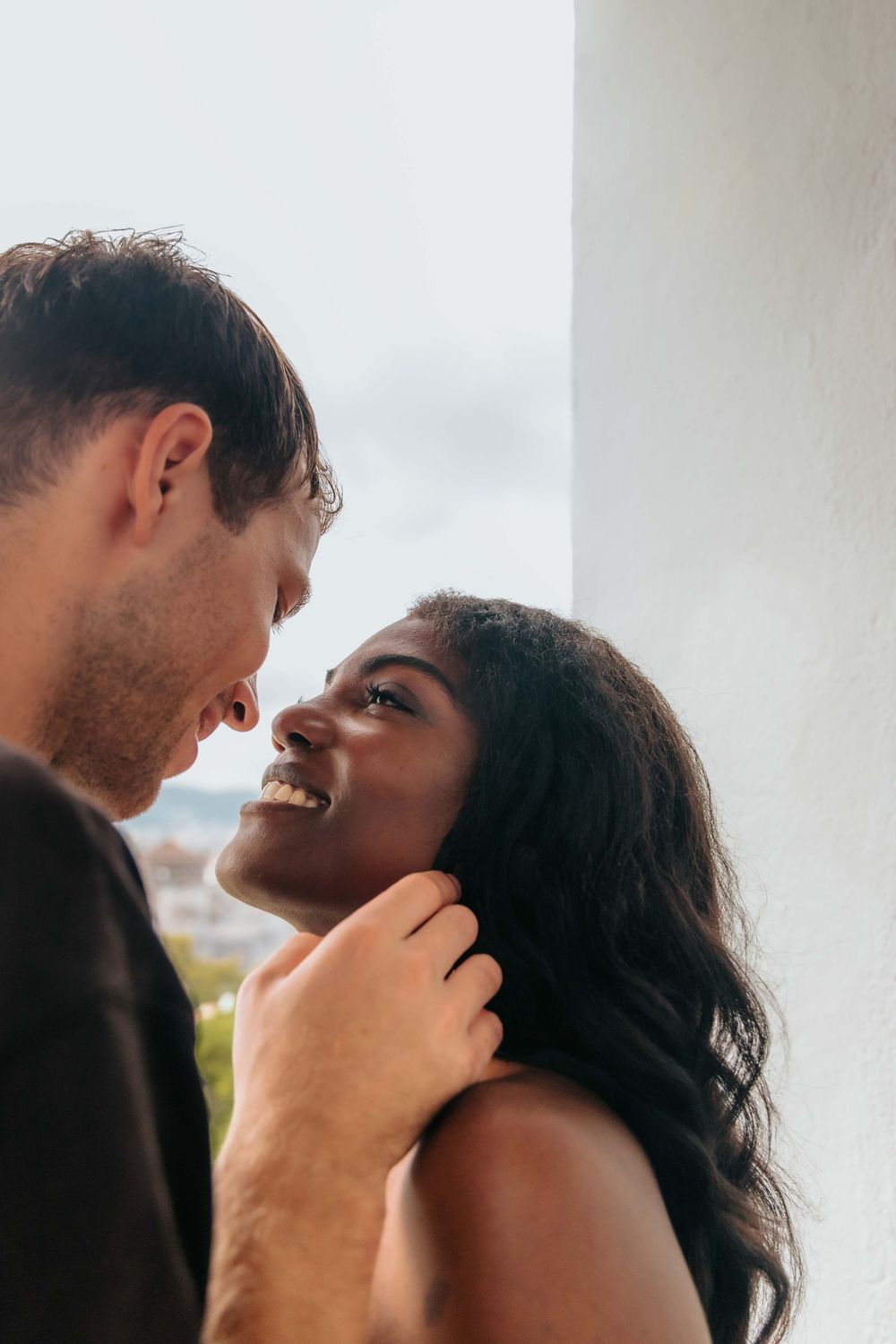 Romantic and quiet moment shared between newly engaged couple.