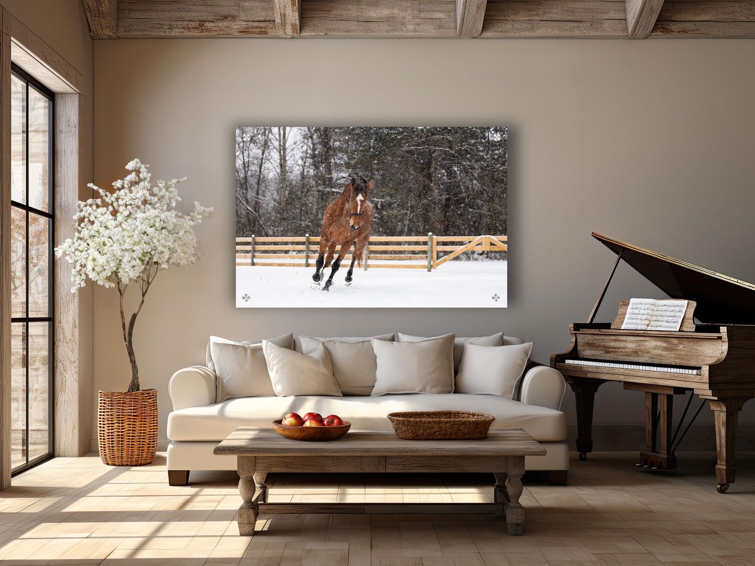 Fine art mockup above couch