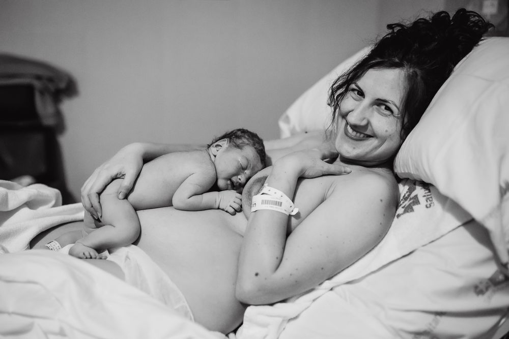 Series of black and white images showing a sleeping infant in hospital.