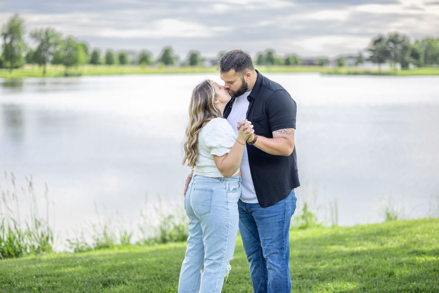 Springfield, IL photographer captures a couple dancing during a session in Central, IL