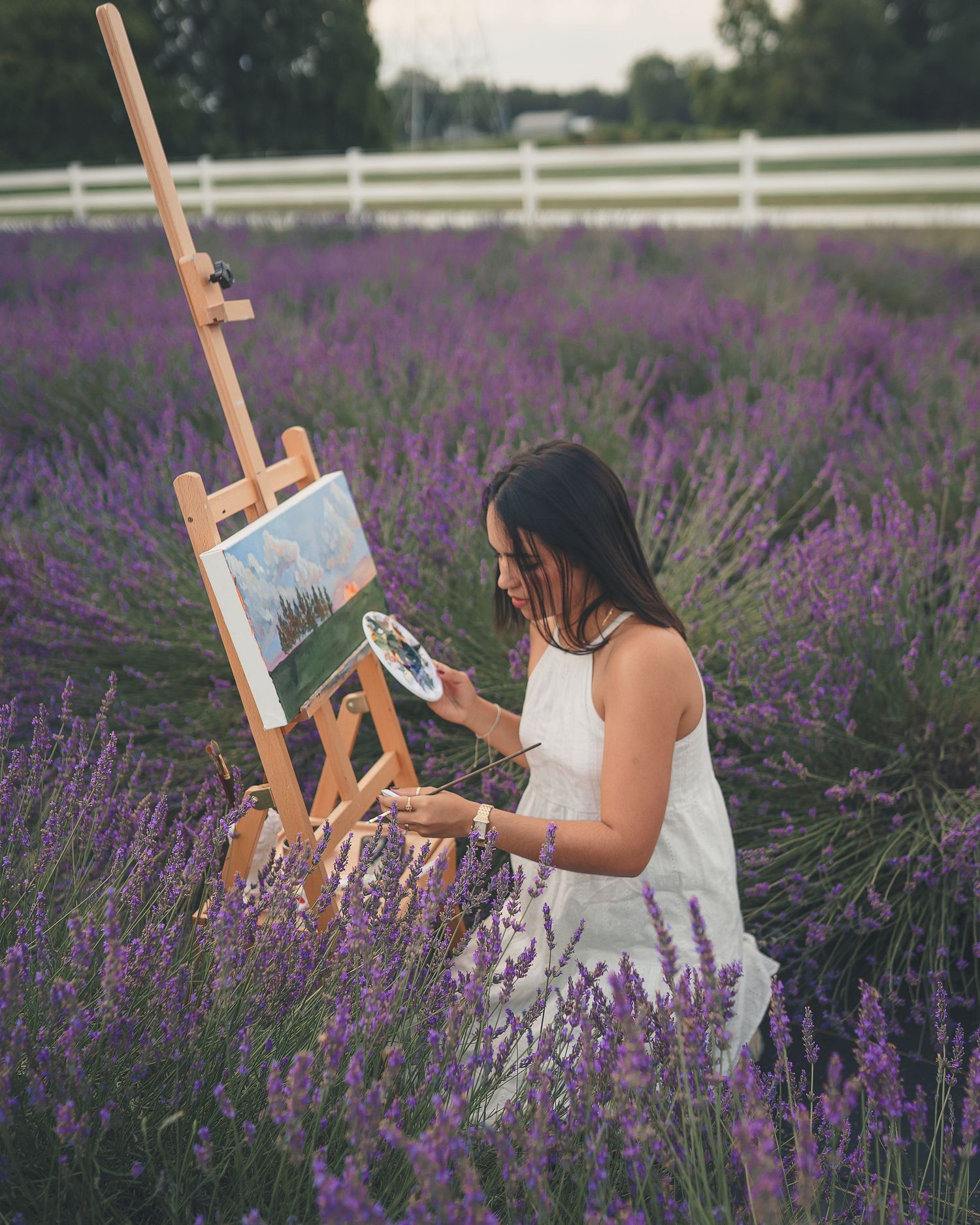 Painting on a lavender field