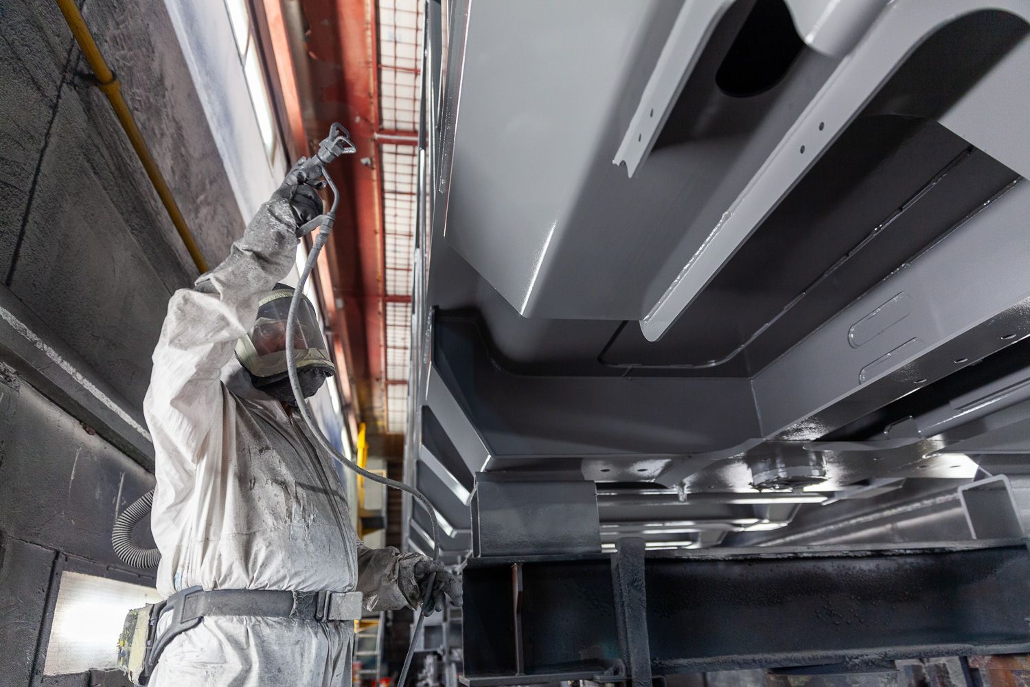 Industrial photography of Rail Waggon spray paining
