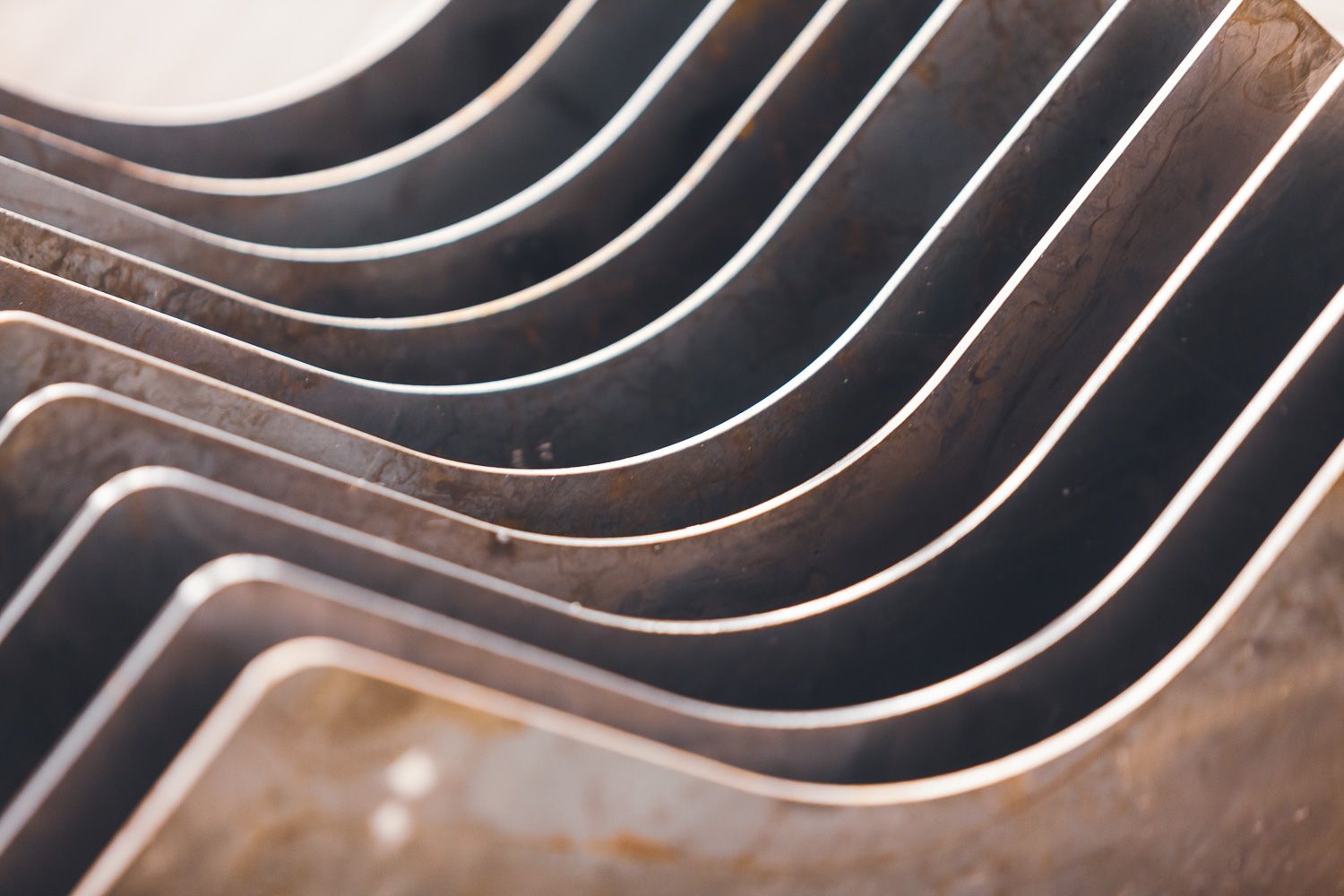 Industrial photography of steel shapes