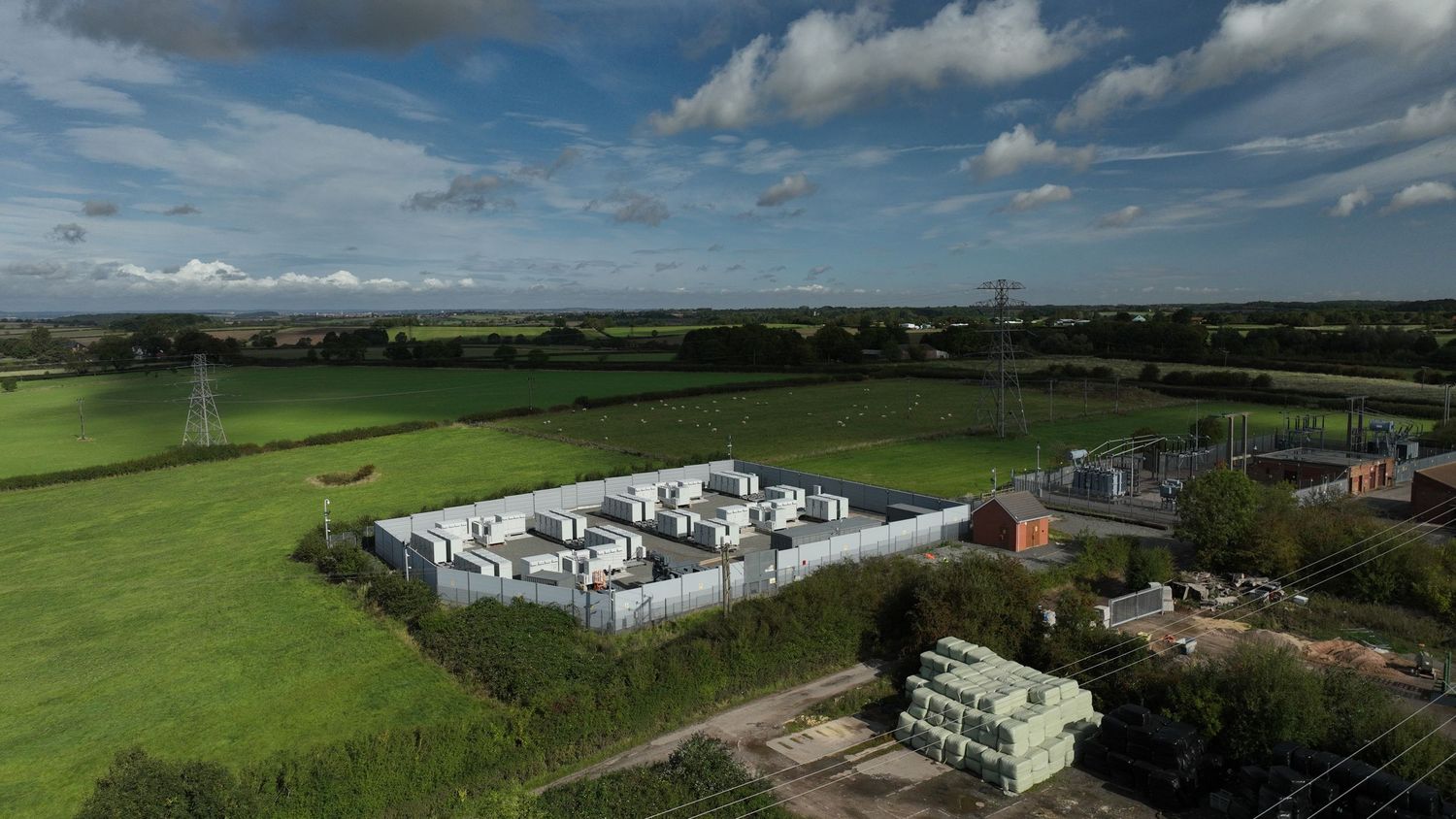 Battery Site Aerial  captured by CDP LTD against bright background. Aerial Site Intelligence