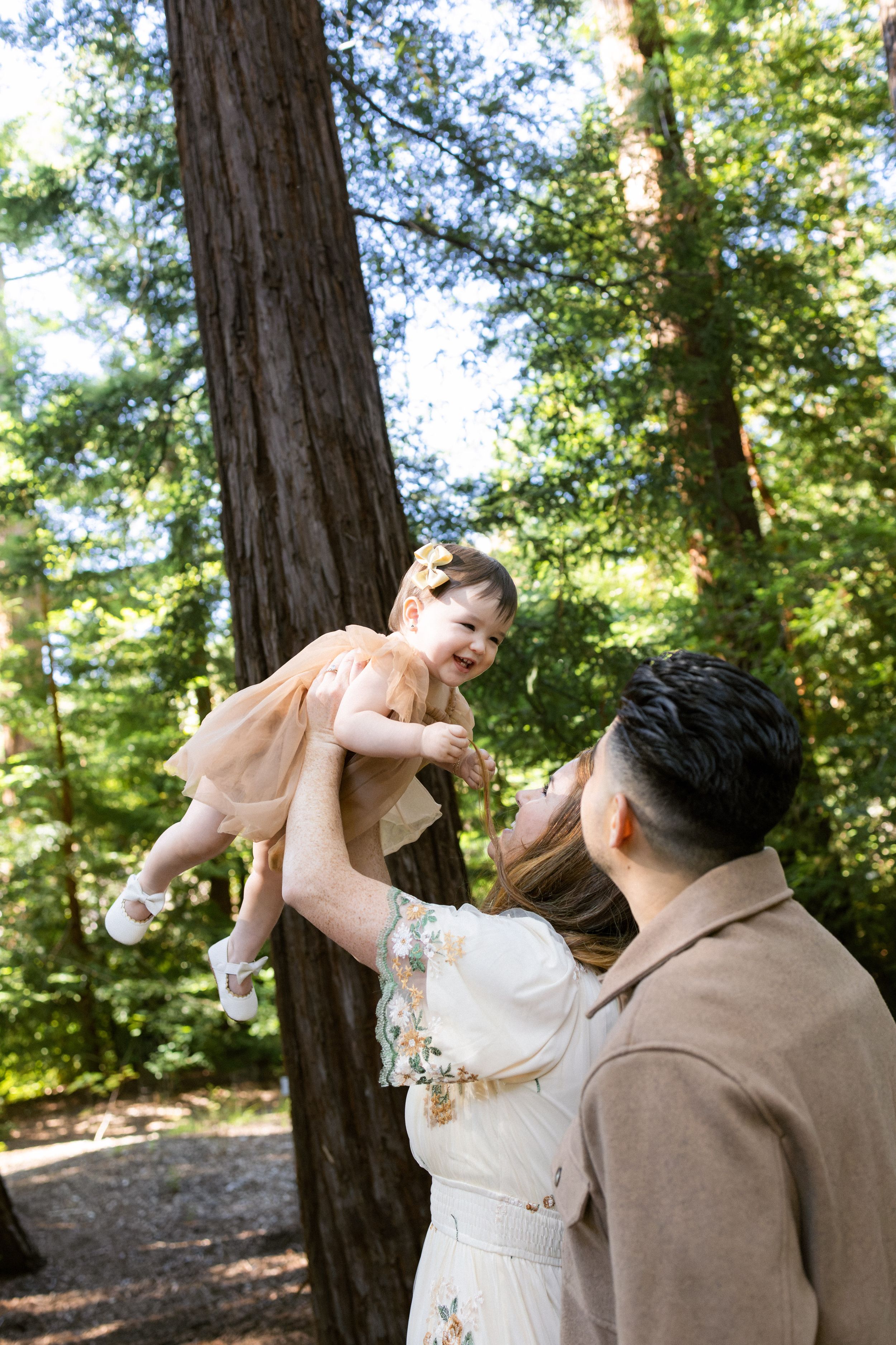 Bay Area family photographer in redwoods