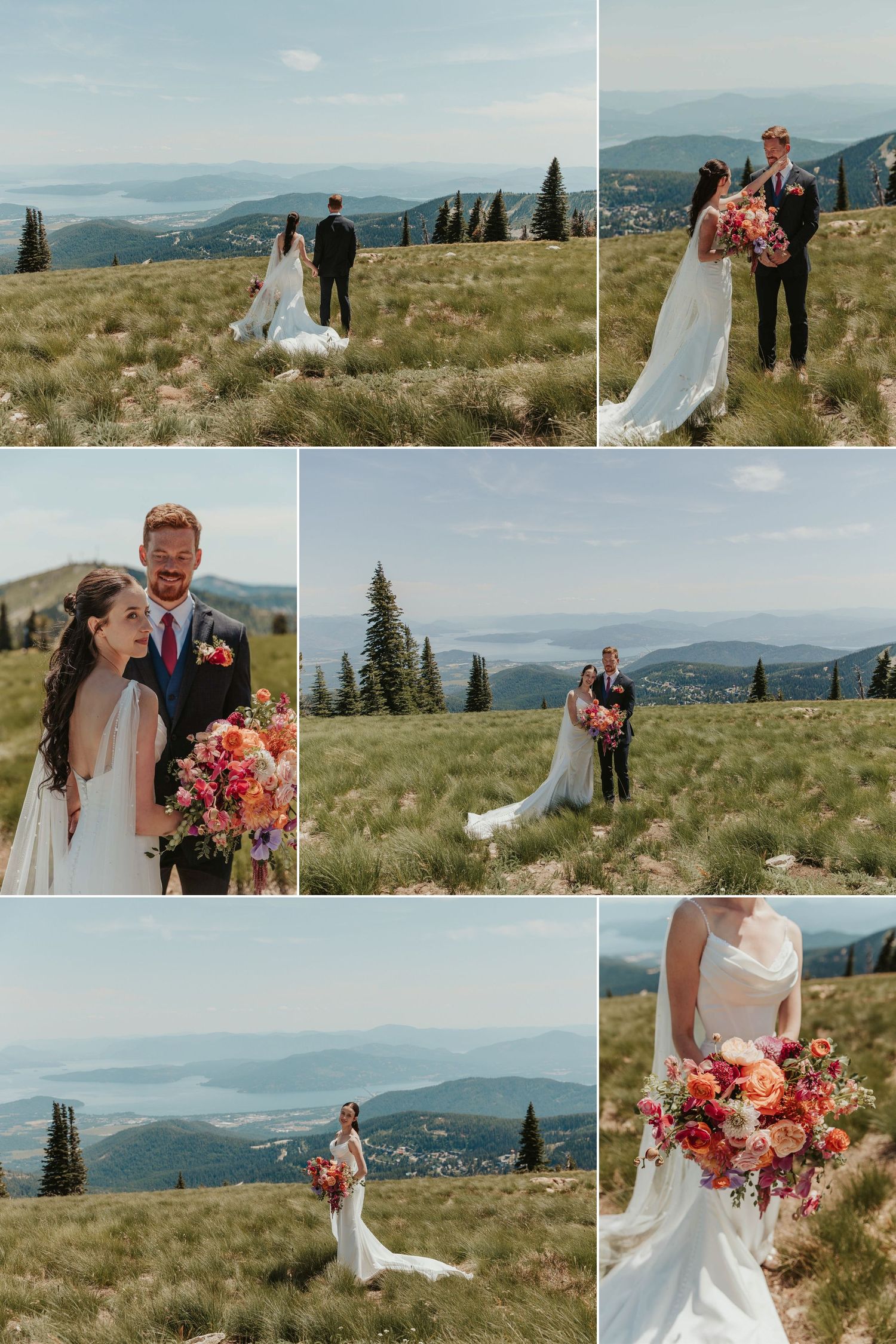Romantic mountain wedding portraits at Schweitzer Mountain in Sandpoint Idaho