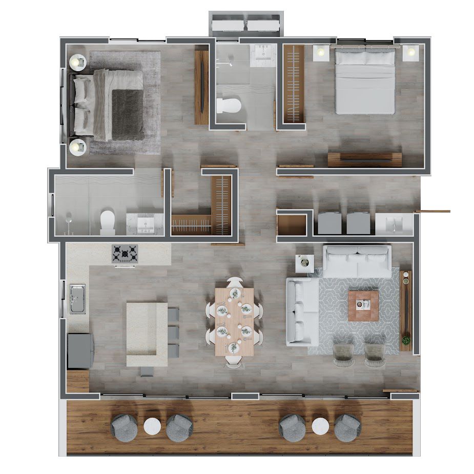 Apartamentos de 2 habitaciones en Residencial Paseo Llibre, en el centro de Sosúa.