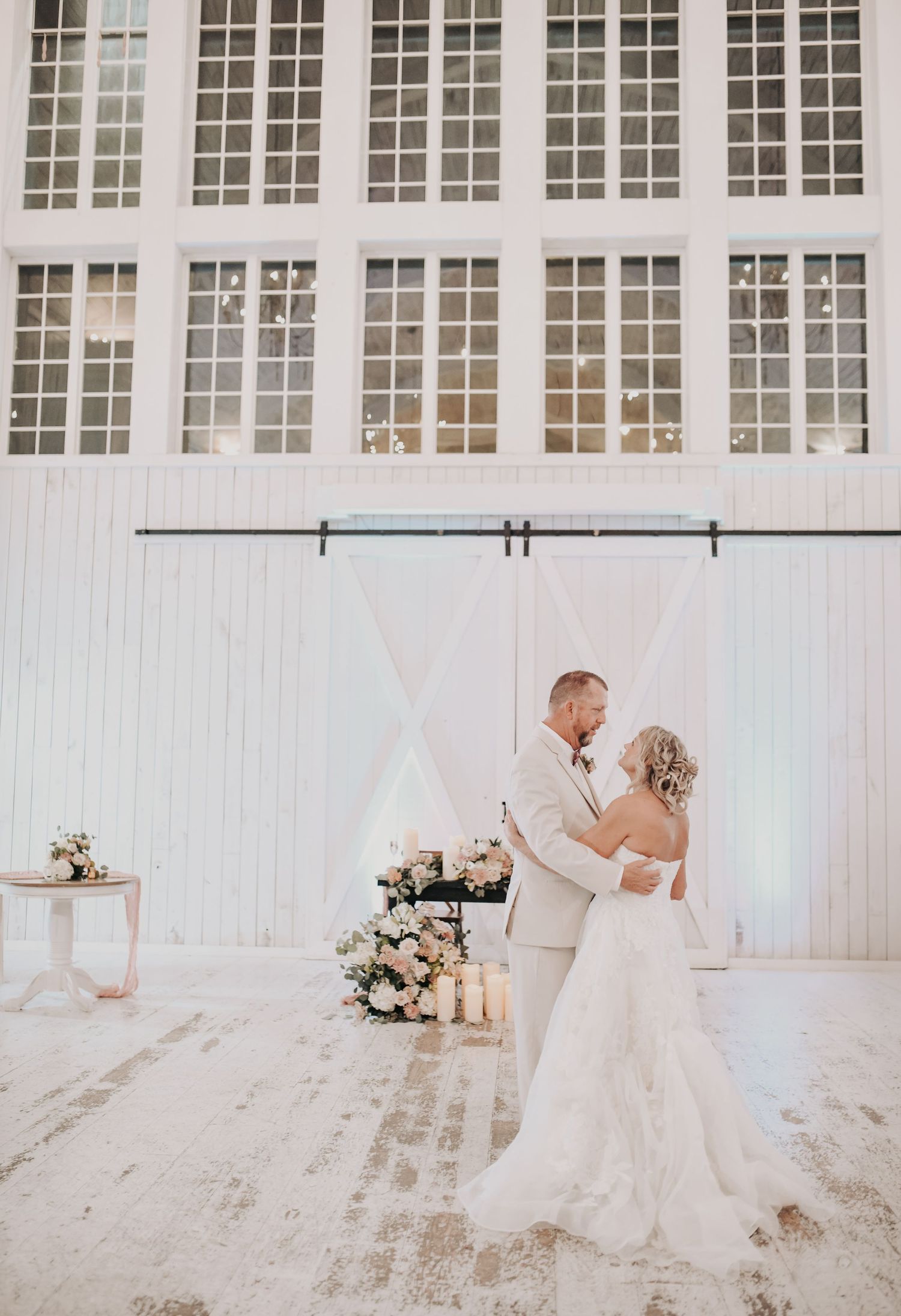 Romantic first dance inside The White Sparrow wedding reception