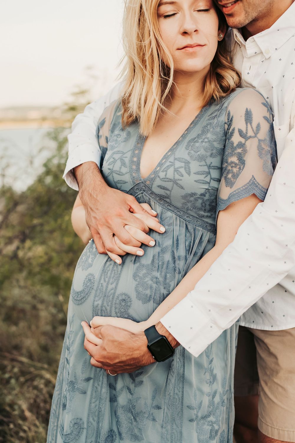 soft, natural light portrait of an expecting mother