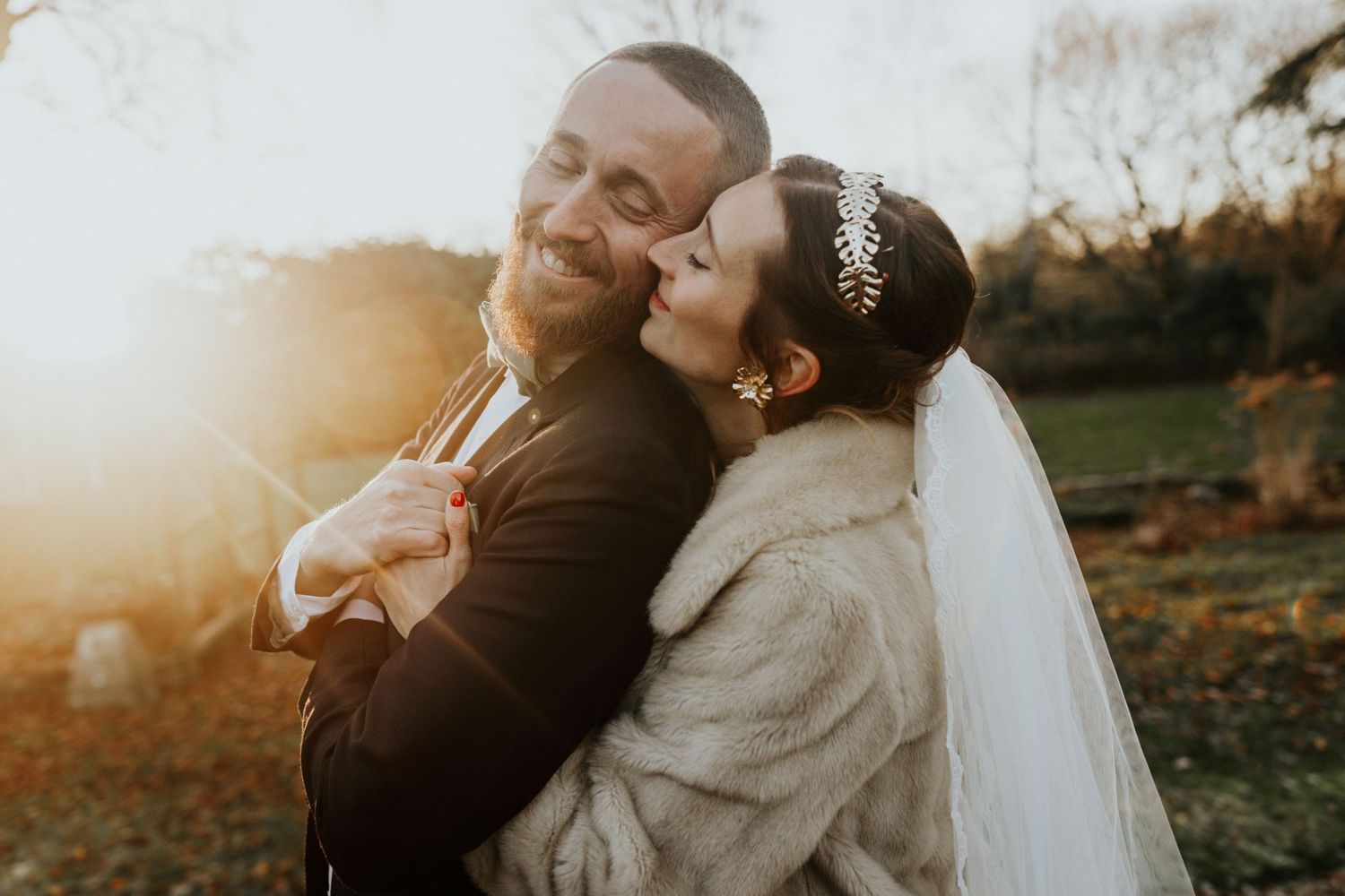 bristol wedding photographer cappturing winter wedding bride and groom portrait
