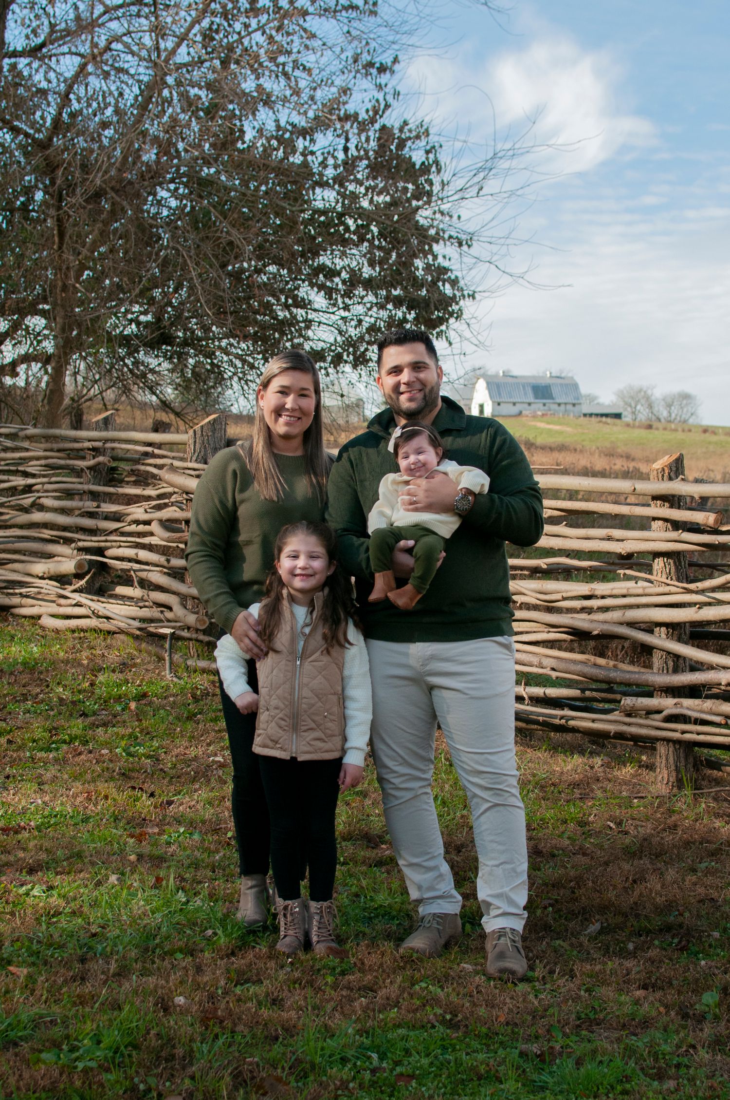 Family standing together outside