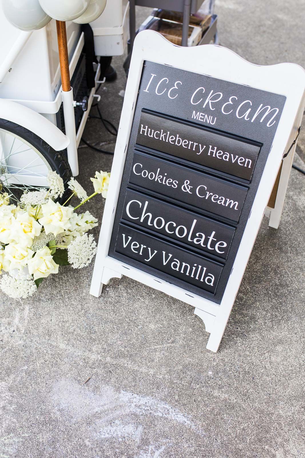 Ice cream flavor sign at Kenmore birthday party
