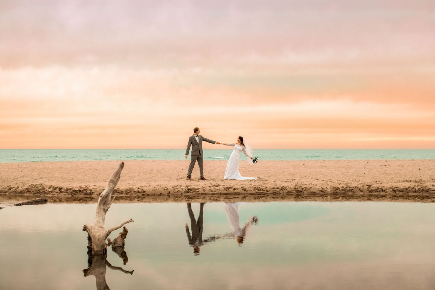 Michigan Wedding Elopement Engagement Photographer - Elope & Marry by Lake Michigan. Northeast Indiana Photography