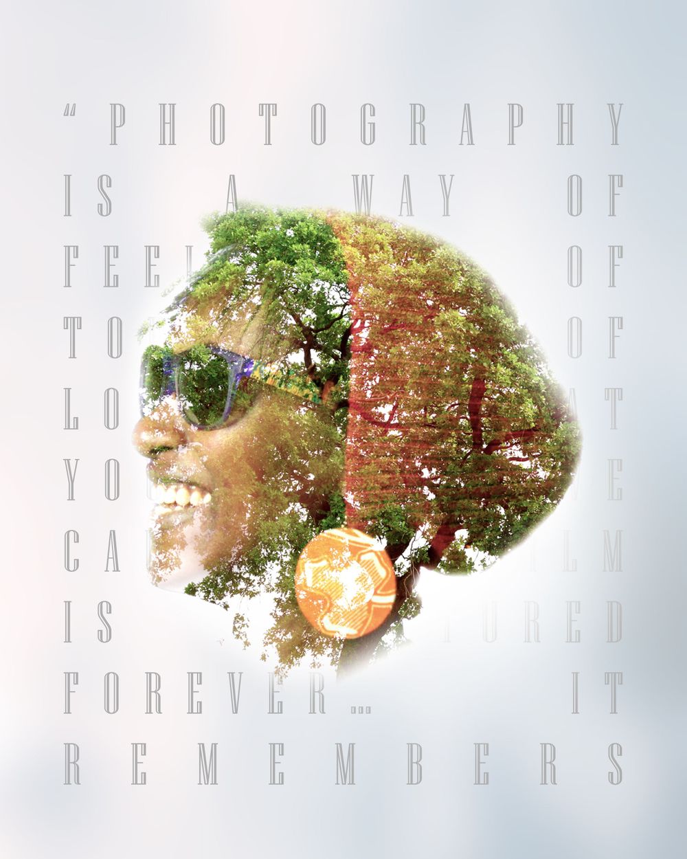 double exposure on a white background accompanied by Aaron Siskind quote