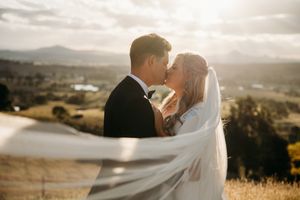 wedding, bride and groom, vail golden hour