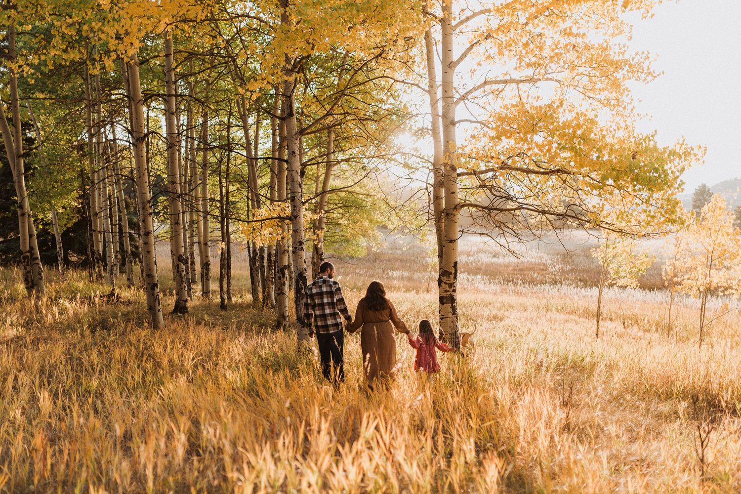 Family Running Through Field