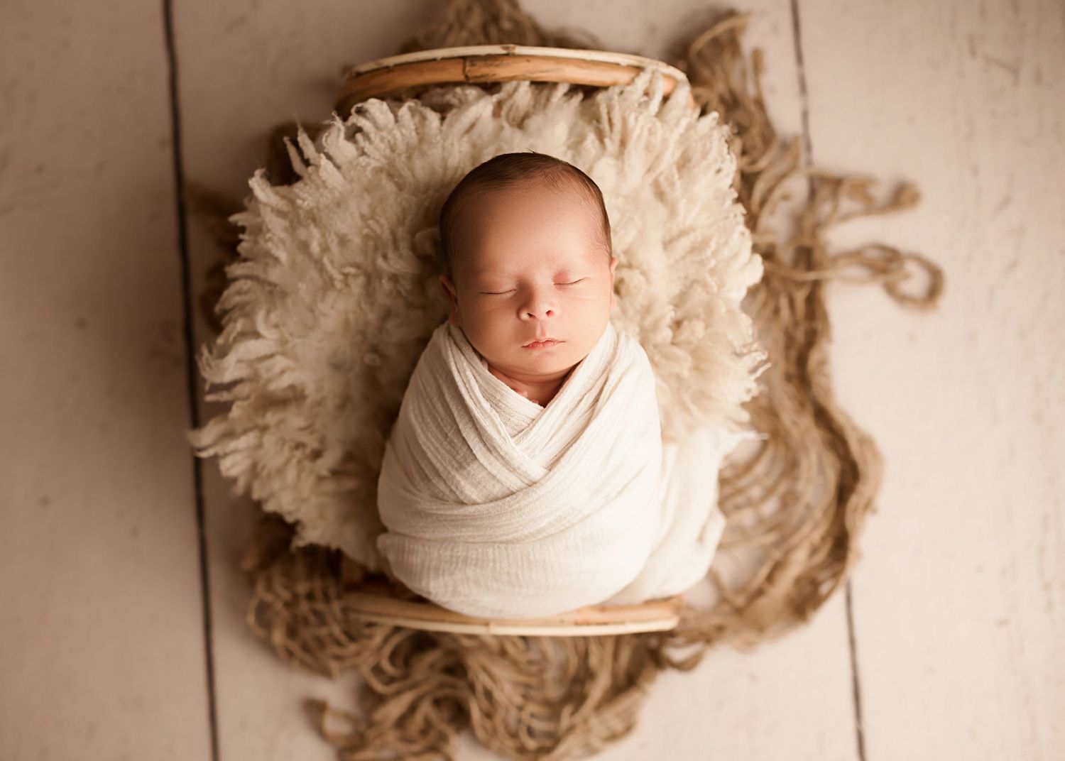 inland empire newborn photography studio photoshoot, baby boy in rustic bed