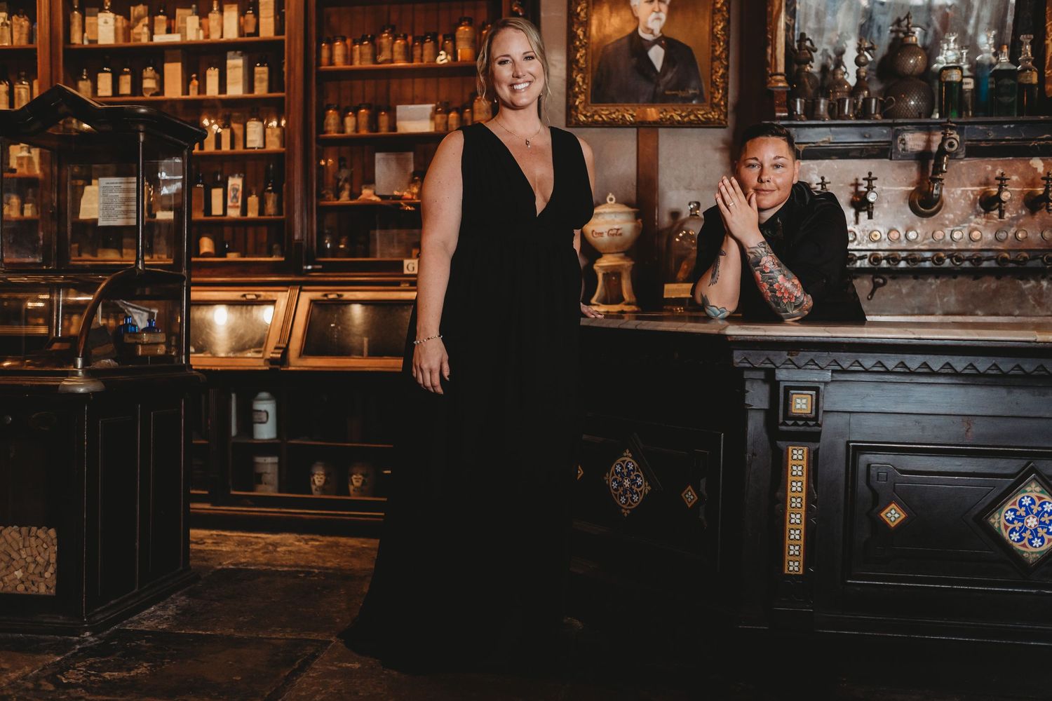 Pharmacy Museum, New Orleans, intimate ceremony, historic venue, French Quarter, lesbian, gay, couples portraits