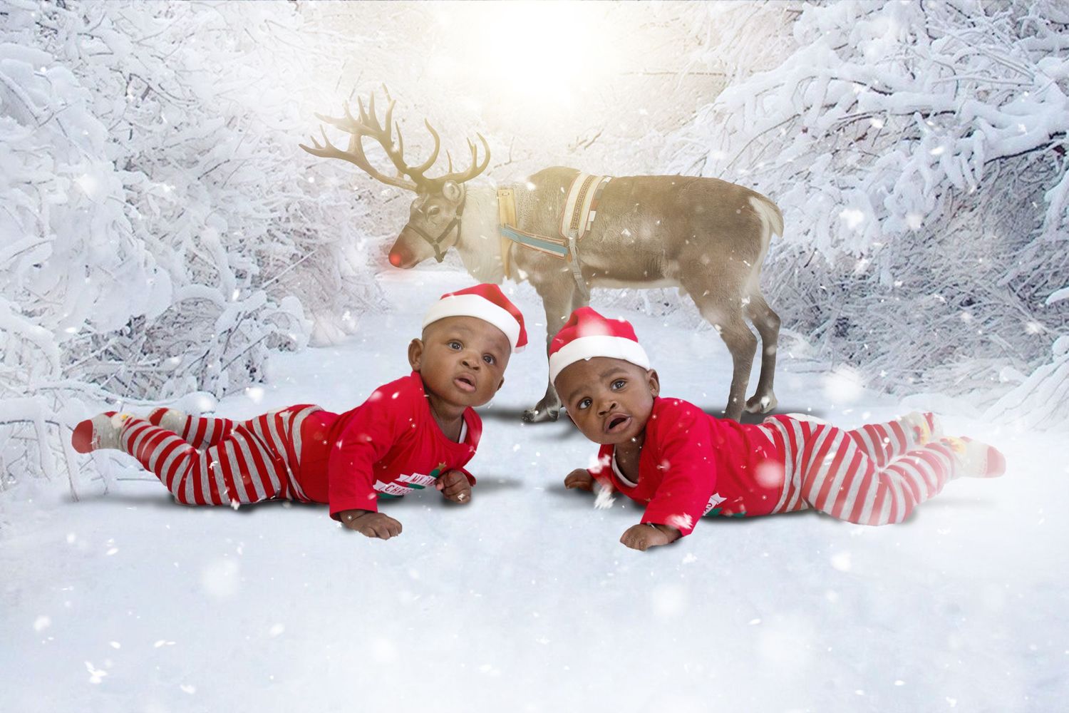 twin baby boys christmas reindeer, nassau bahamas photographer, K. Yolanda Turnquest Photography
