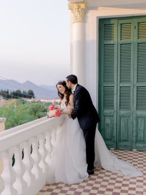 bride and groom in love in cyprus village lefkara