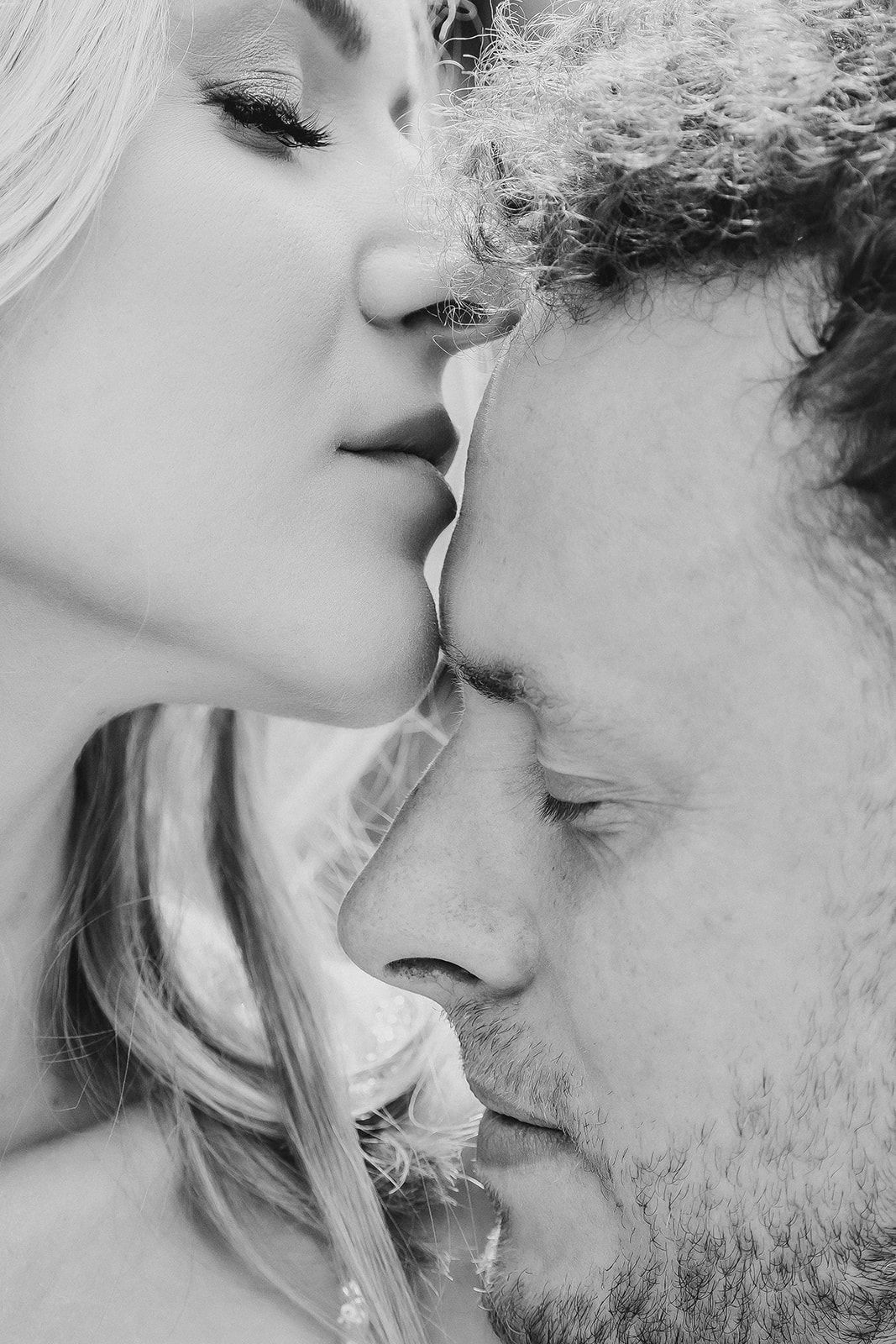two faces very close together