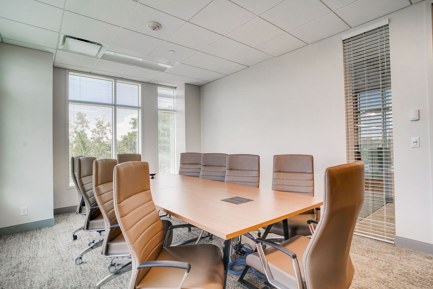 a professional real estate photo of a modern, renovated office building in florida