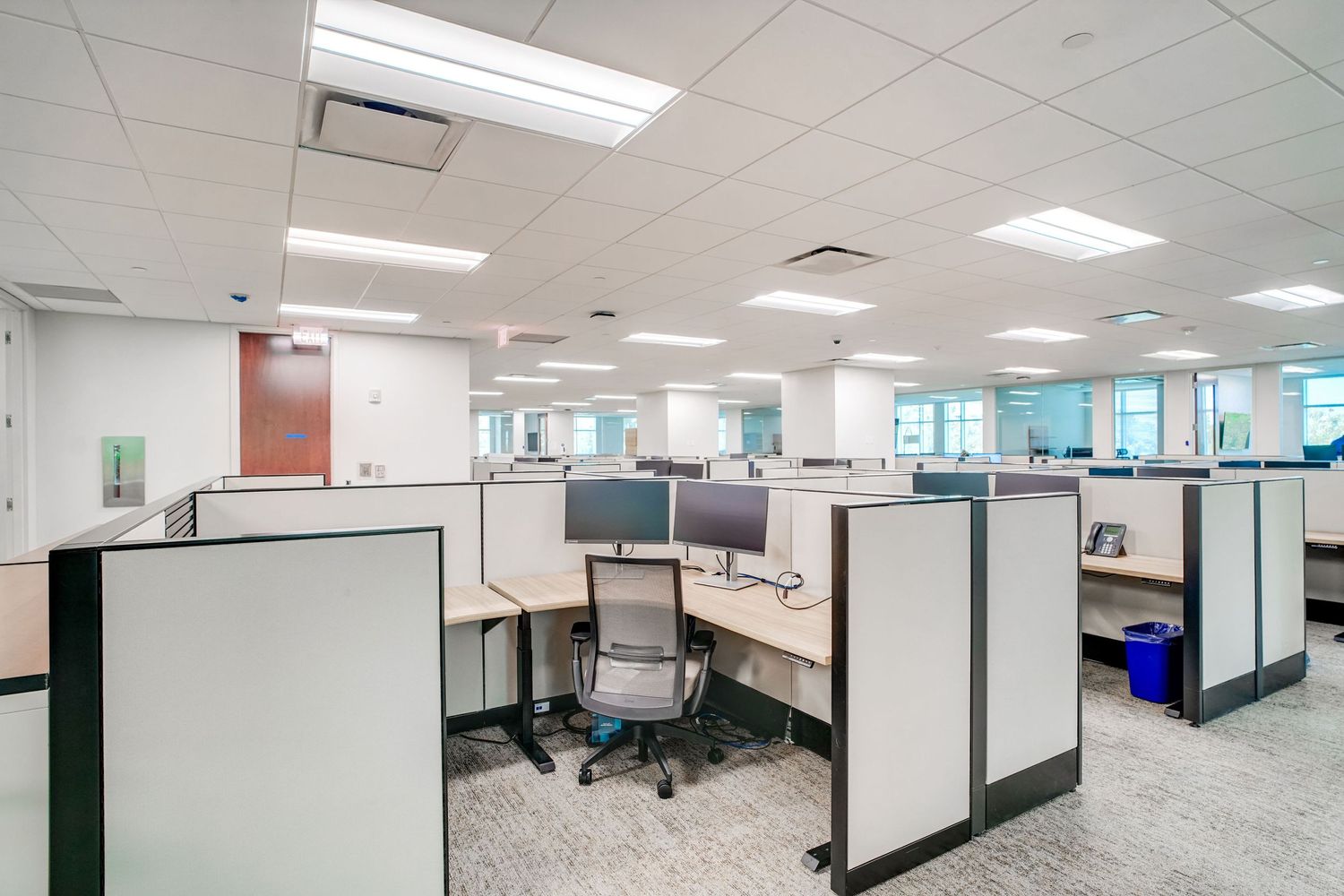a professional real estate photo of a modern, renovated office building in florida