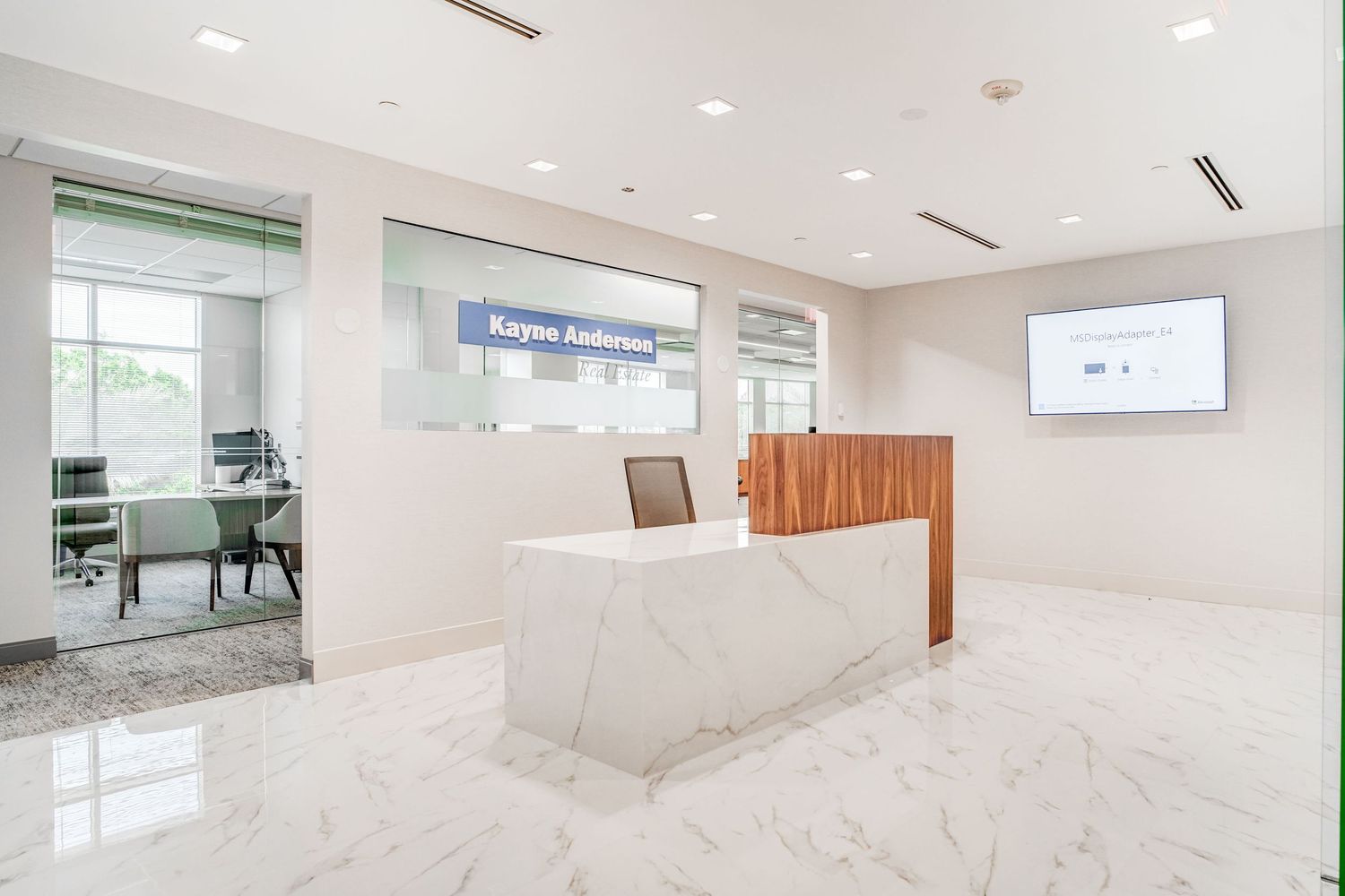 a professional real estate photo of a modern, renovated office building in florida