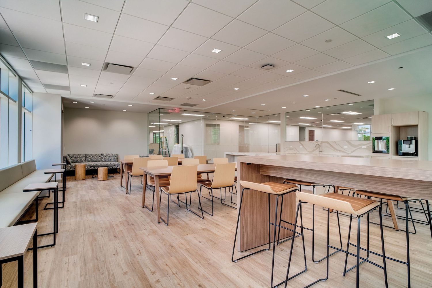 a professional real estate photo of a modern, renovated office building in florida